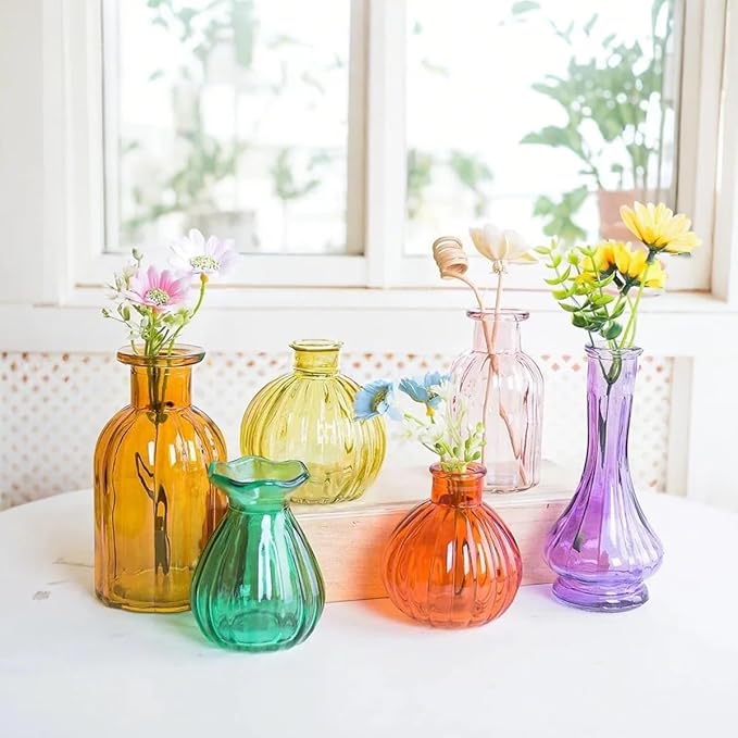 Eleganttime Bud Vases for Flowers, Glass Colored Bud Vase in Bulk Set of 10 - Image 7