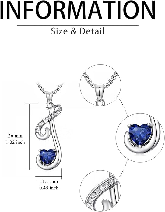 Valentines Day Gifts for Women Alphabet A to Z Initial Birthstone Pendant Necklaces for Women - 18k White Gold Plated Personalized Name Jewelry Valentine Mothers Day Birthday Gifts for Women Her Girlfriend