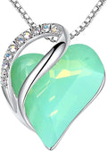 Leafael Valentine's Day Gift Necklaces for Women, Infinity Love Birthstone Heart Crystal Pendant, Birthday Anniversary Jewelry for Wife, Mom, and Her, Silver Plated, 18" + 2" Adjustable Chain
