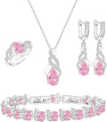LMXXVJ Jewelry Set for Women,Teardrop Cubic Zirconia Necklace Earrings Adjustable Ring Bracelet Jewelry Set Formal Jewelry Gift