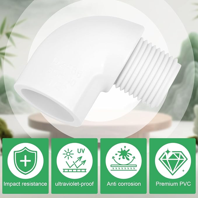 12Pack 1/2" Slip x Male Thread 90 Degree PVC Elbow Pipe Fittings, Furniture - Image 4