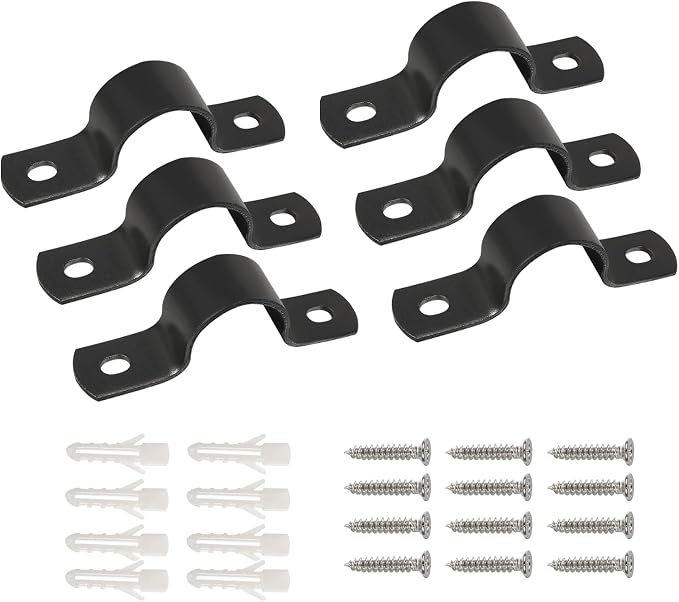 Jiozermi 20MM Black U-Tube Strap Clamp, Stainless Steel, Rigid Pipe Strap by Jiozermi
