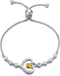AGVANA Valentines Day Gifts Heart Birthstone Bracelets for Women Sterling Silver Genuine or Created Gemstone Tennis Bracelet Infinity Love Jewelry Anniversary Birthday Gifts for Wife Mom Women
