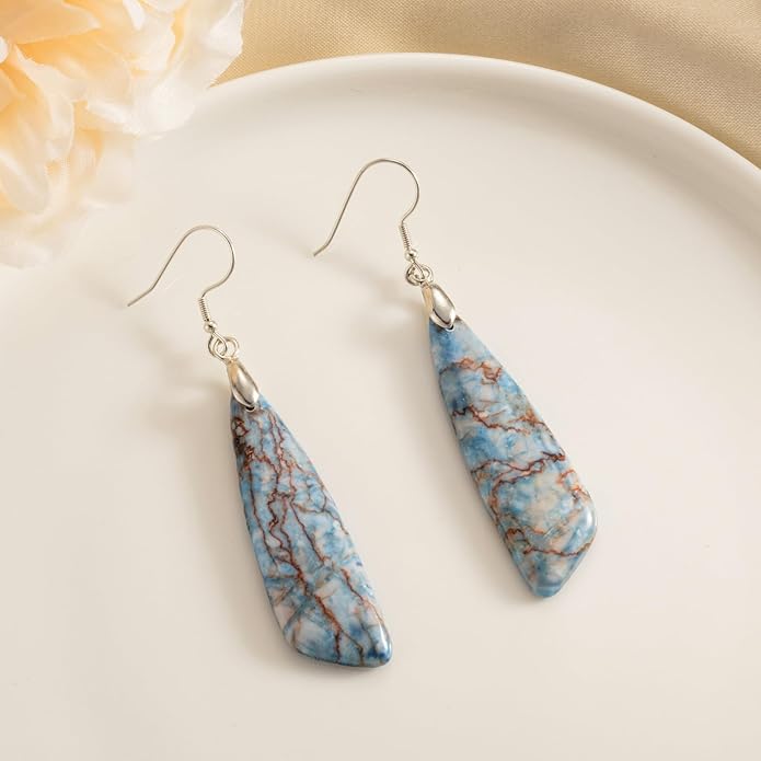 SELOVO Jasper Stone Earrings for Women Trendy Dangle Earrings Fishhook Drop Earrings
