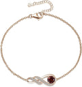 Birthstone Bracelets for Women 925 Sterling Silver Created Gemstone Bracelet Infinity Pendant Jewelry for Her, 6.7"+1.2"