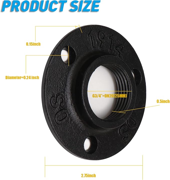 1" Antirust Black Floor Flange, Malleable iron Pipe Fittings - Image 2