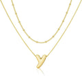 Initial 14K Gold Plated Necklaces for Women, Layered Bubble Letter A-Z Necklace Pendant Choker Necklaces for Women Trendy Monogram Name Necklace Personalized Jewelry for Women