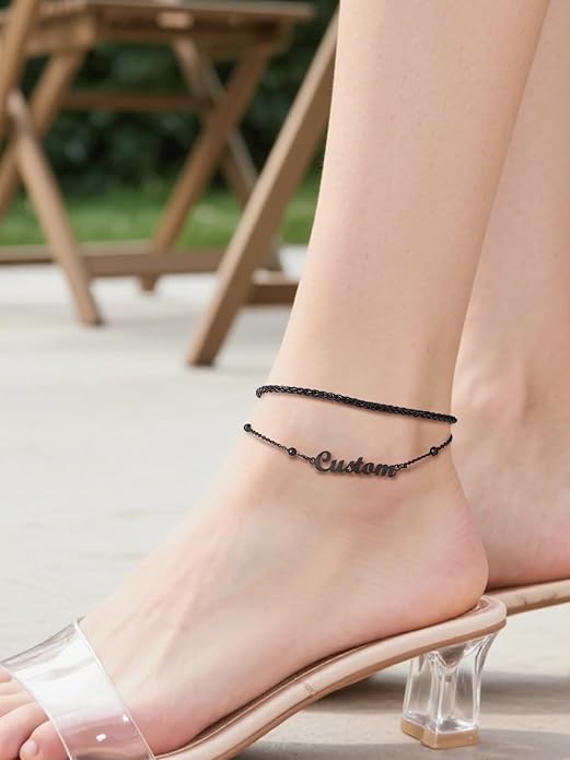 FindChic Custom Ankle Bracelets for Women, Stainless Steel Figaro/Cuban/Wheat/Rope/Herringbone Chain Anklets, Beach Foot Jewelry 8.5''-10.5'' Adjustable & Waterproof, with Gift Box