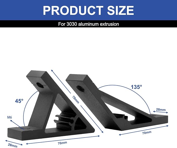 8pcs 3030 45/135 Degree Angle Corner Bracket 3030 Extrusion Hardware T-Slot - Image 2