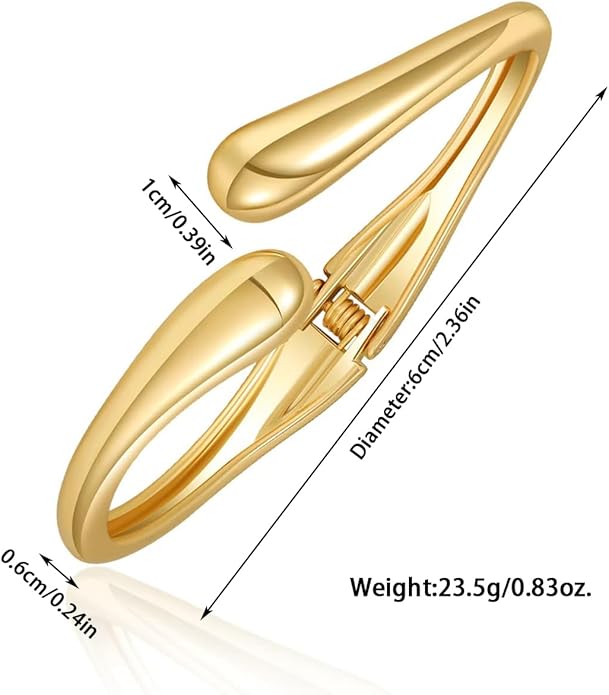 Gold Chunky Bangle Bracelet for Women Adjustable Twist Cuff Design Tarnish-proof Stackable Jewelry Gift