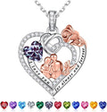 Iefil Valentines Day Gifts for Her - 925 Sterling Silver Birthstone Heart Necklace for Women, Anniversary Birthday Gifts for Wife Girlfriend Mom