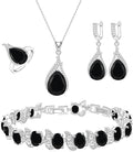 LMXXVJ Jewelry Set for Women,Teardrop Cubic Zirconia Necklace Earrings Adjustable Ring Bracelet Jewelry Set Formal Jewelry Gift