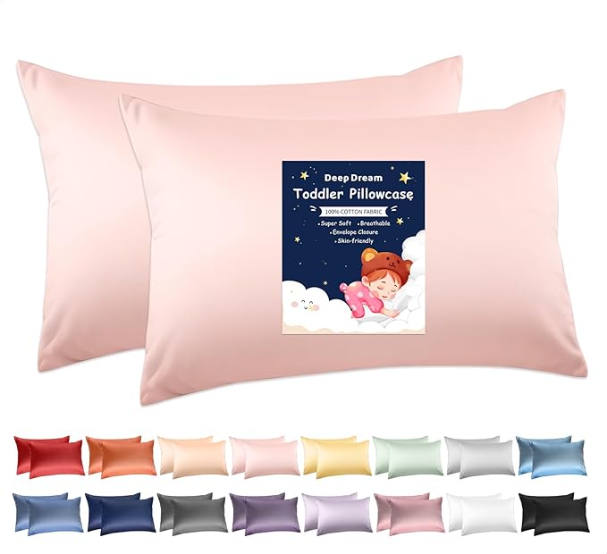 Deep Dream Toddler Pillowcases for 13x18 Pillow 2 Pack, 100% Cotton Travel Pillow Case Cover, 600 Thread Count Cotton Pillow Covers, Soft & Breathable Small Pillow Cases Envelope Closure, Pink