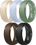Egnaro Men's Rings 8.5mm Wide-2mm Thick Inner Arc Ergonomic Breathable Rubber Wedding bands-Hypoallergenic for Gym/Outdoor/Gift((1-7 Variety Pack with Half Size)