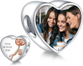 Annmors Personalized Photo Charm for Bracelet Necklaces,925 Sterling Silver Charm Love Heart Shaped Engraved Customize Picture Gift for Birthday Mother's Day Christmas,Bead Charms Jewelry for Women