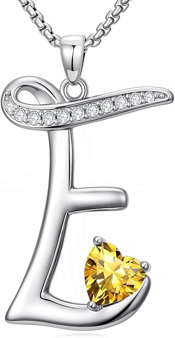 Valentines Day Gifts for Women Alphabet A to Z Initial Birthstone Pendant Necklaces for Women - 18k White Gold Plated Personalized Name Jewelry Valentine Mothers Day Birthday Gifts for Women Her Girlfriend