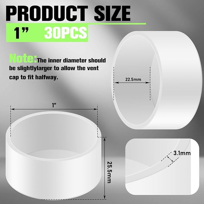 30 Packs 1 Inch PVC Pipe End Cap, Fits 1.315" OD Schedule 40 Furniture Grade - Image 2