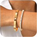 Stackable Gold Bracelets for Women - 2Pcs 18K Gold Plated Cubic Zirconia Bangle Bracelet Friendship Tennis Bracelet Stack Jewelry,Party Christmas Birthday Gifts for Her Girlfriend Sister Wife Daughter