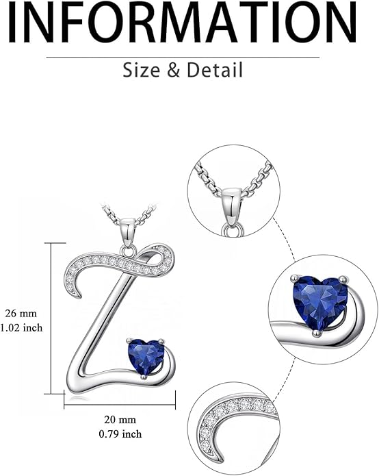 Valentines Day Gifts for Women Alphabet A to Z Initial Birthstone Pendant Necklaces for Women - 18k White Gold Plated Personalized Name Jewelry Valentine Mothers Day Birthday Gifts for Women Her Girlfriend