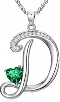 Valentines Day Gifts for Women Alphabet A to Z Initial Birthstone Pendant Necklaces for Women - 18k White Gold Plated Personalized Name Jewelry Valentine Mothers Day Birthday Gifts for Women Her Girlfriend