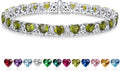 Birthstone Tennis Bracelets for Women, 925 Sterling Silver Heart Shaped Celtic Trinity Knot, 7 Inch Charm Trendy Hypoallergenic Anniversary Birthday Gifts for Her