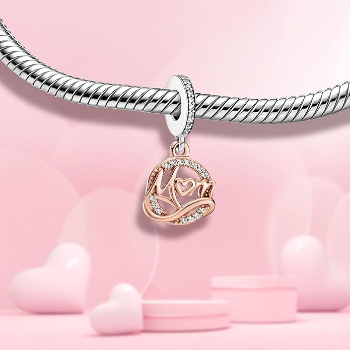 Family Mom Heart Charms 925 Sterling Silver Bead for Bracelets and Necklaces For Women Jewelry Present