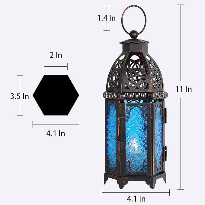 NEEDOMO Hanging Moroccan Lantern, Metal Lanterns Decorative Indoor Outdoor - Image 5
