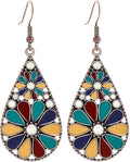 Colorful Green Teardrop Earrings for Women - Bohemian Style Enamel Dangle Earrings Lightweight Fashion Jewelry for Daily/Wedding/Party