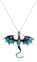 Rrdaily Gothic Dragon Necklace Crystal Enamel Dragon Pendant Necklace Vintage Dragon Animal Necklace Cartoon Flying Dragon Necklace Festival Birthday Jewelry for Men and Women