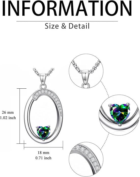 Valentines Day Gifts for Women Alphabet A to Z Initial Birthstone Pendant Necklaces for Women - 18k White Gold Plated Personalized Name Jewelry Valentine Mothers Day Birthday Gifts for Women Her Girlfriend