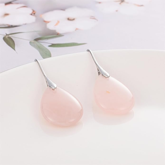 SELOVO Agate Teardrop Stone Grey Drop Earrings Fishhook Dangle Earrings for Women