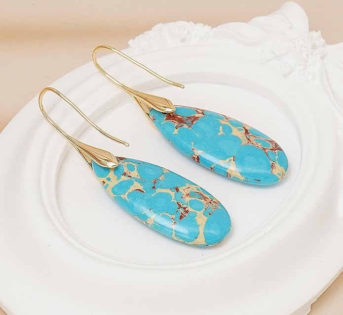 Natural Stone Earrings Waterdrop Stone Dangle Earrings for Women
