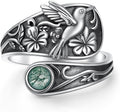 925 Sterling Silver Spoon Rings Butterfly/Dragonfly/Hummingbird/Cross Adjustable Sunflower Thumb Ring For Women Turquoise Boho Ring Vintage Rings Unique Jewelry Present for Christmas Mother's Day