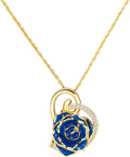 AliveRose Real Rose Gold Dipped Necklace Gifts for Women, 24K Gold Dipped Rose Pendant Necklace Jewelry Mothers Day Anniversaries Birthday Christmas Special Occasions Gifts for Her Mom Wife