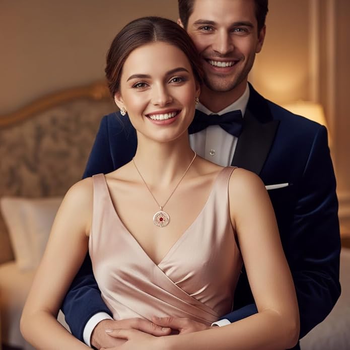 Compass Necklace for Women Wife Girlfriend Mom Daughter Gifts S925 Sterling Silver Jewelry For Anniversary Rose Gold Gifts For Birthday Christmas Mothers Valentines Day 12 Birthstones