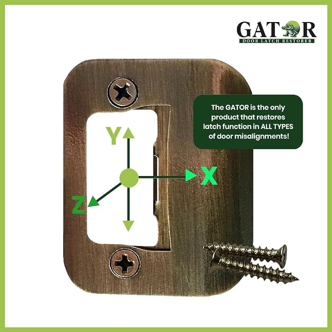 Gator Door Strike Plate 2-1/4" Latch Restorer, Antique Brass, No Chiseling - Image 4