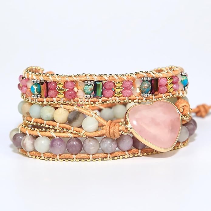 ZOSOJONA Women Wrap Bracelets Boho Natural Stone Jasper Turquoises Strand Bracelet Jewelry Collection