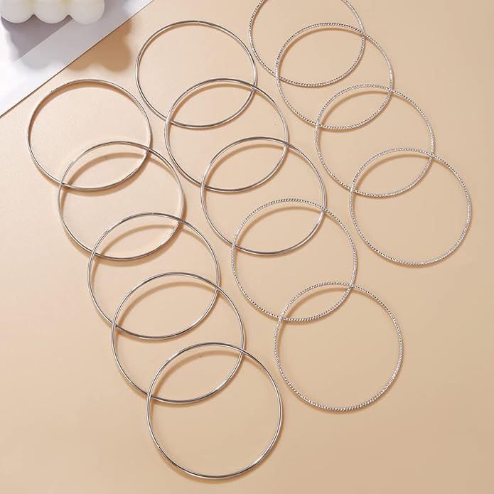 16Pcs Gold Bangle Bracelets for Women - Multi Layer Stackable Textured Bracelets Boho Jewelrys Set.