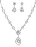 GULICX AAA Cubic Zirconia CZ Silver Plated Base Women's Party Jewelry Set Earrings Pendant Necklace