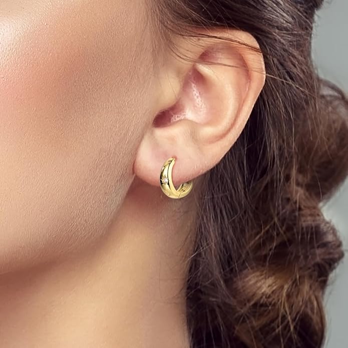 NARMO Earrings for Women 925 Sterling Silver Heart Hoops Small Colorful Rainbow Hoop Earrings Huggie Earrings