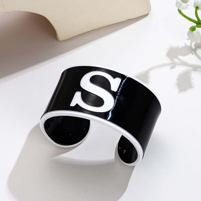 LILIE&WHITE Acrylic Monogram Resin Bracelet for Women Trendy Acrylic Statement Bracelets Jewelry Gift