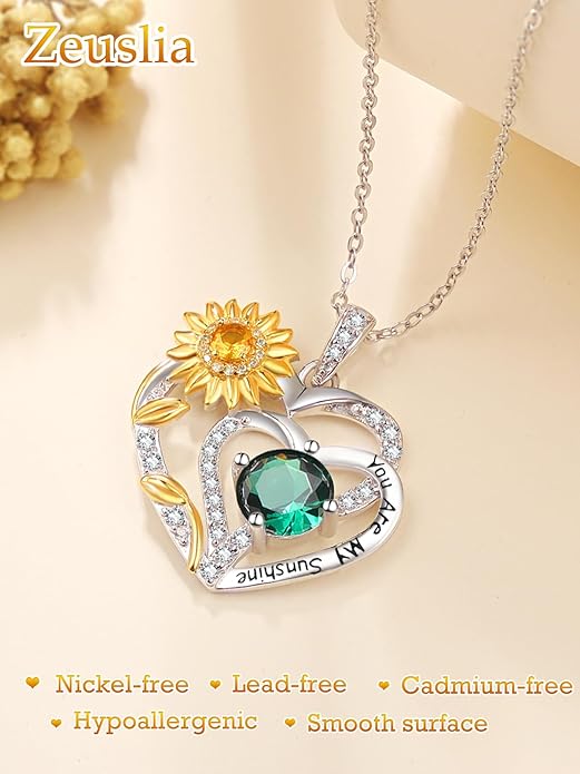 Valentine's Day Gifts for Wife 925 Sterling Silver Double Birthstone Pendant Necklaces I Love You for Always and Forever Necklace Anniversary Birthday Gifts for Wife Girlfriend Mom Her