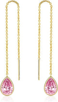Long Dainty 18K gold plated Threader Chain (Green, Purple) Emerald Purple Dangle Earrings for Women by SNGIA, Minimalist Fashion Statement Trendy Thin Drop Jewelry Gifts