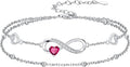 Dorunmo Infinity Heart Anklet Bracelet for Women 925 Sterling Silver Adjustable Infinity Birthstone Bracelet Friendship Jewelry Gifts for Women Birthday Christmas