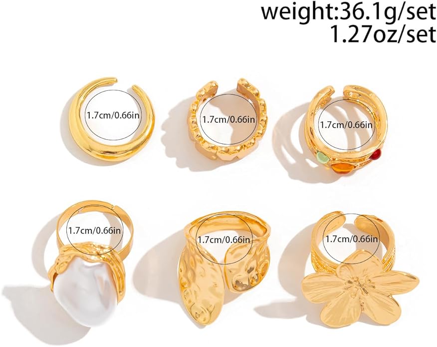 Sora Tuki Rings for Women Chunky Rings Set Adjustable Stackable Ring for Women Bold Thick Statement Ring Trendy Chunky Jewelry