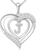 RIVIKO Heart Initial Necklace for Women, 925 Sterling Silver Letter Pendant,Personalized Charm Alphabet Jewelry Valentines Mother's Day Anniversary Christmas Birthday Gifts for Women Her Mom Wife