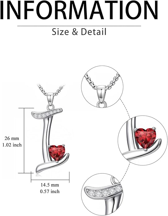 Valentines Day Gifts for Women Alphabet A to Z Initial Birthstone Pendant Necklaces for Women - 18k White Gold Plated Personalized Name Jewelry Valentine Mothers Day Birthday Gifts for Women Her Girlfriend