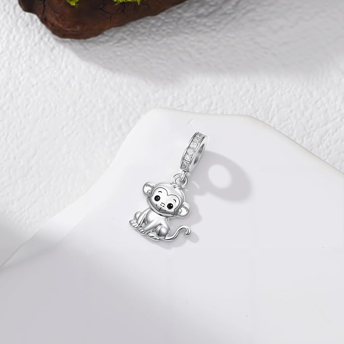 PROESS Sterling Silver/Red Panda/Cow/Highland Cow/Otter/Squirrel/Elephant/Axolotl/Cat/Fox/Bee/Butterfly/Hummingbird/Tiger/Lion/Mokeny/Koala/Dog Charm Animal Charms Bead for Jewelry Making