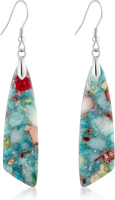 SELOVO Jasper Stone Earrings for Women Trendy Dangle Earrings Fishhook Drop Earrings