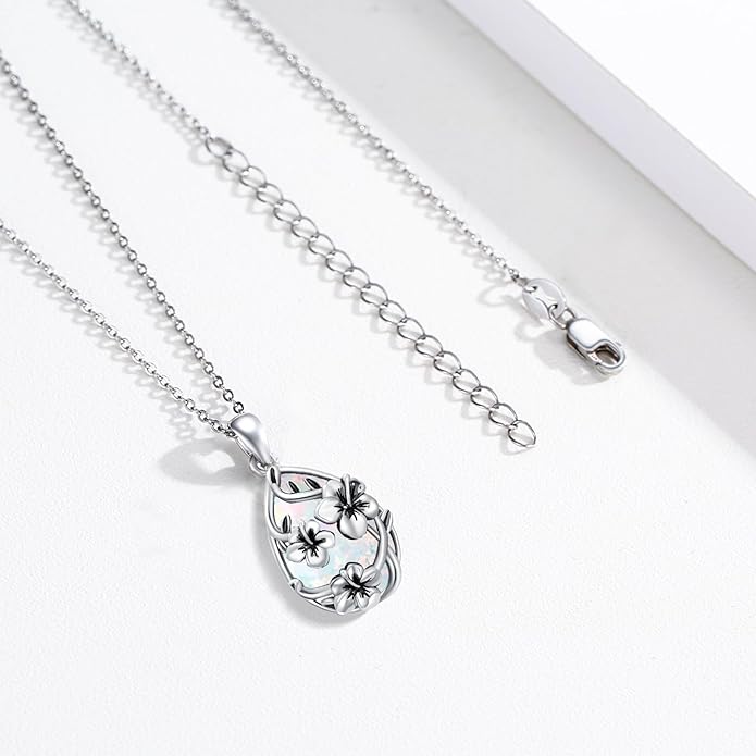 JUSTKIDSTOY Moonstone Necklace 925 Sterling Silver Teardrop Pendant Necklace Jewelry Gifts for Women Girls